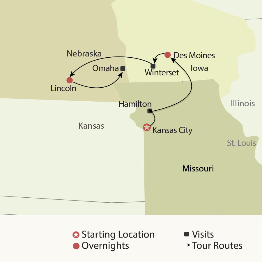 » Country Heritage Tours American heartland quilts tour map