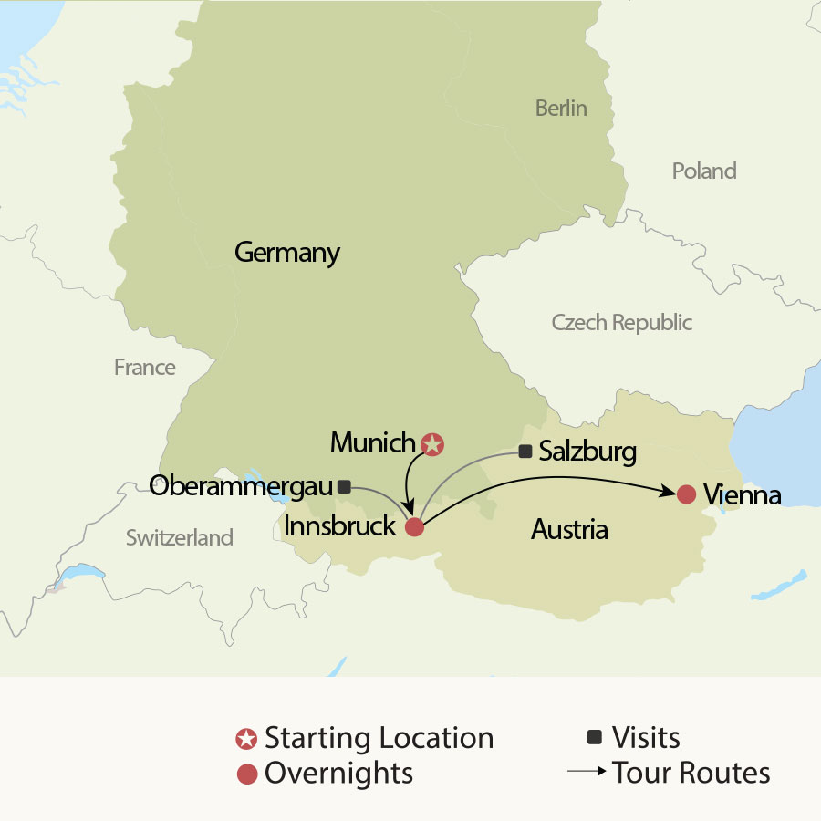 » Country Heritage Tours Tyrolean Treasures map