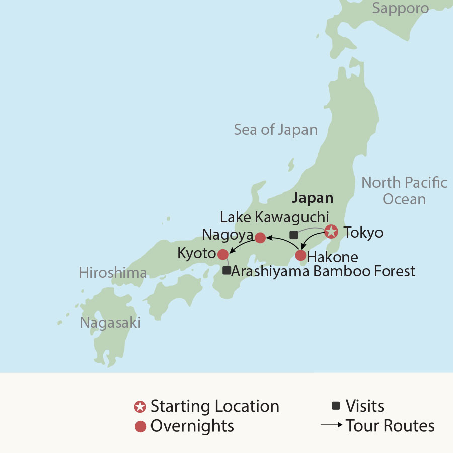 » Country Heritage Tours Japan tour map