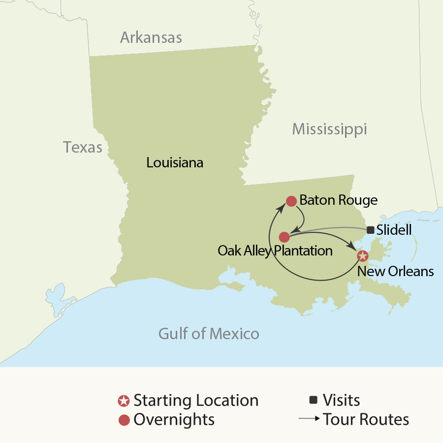 » Country Heritage Tours Louisiana plantations and quilts tour map