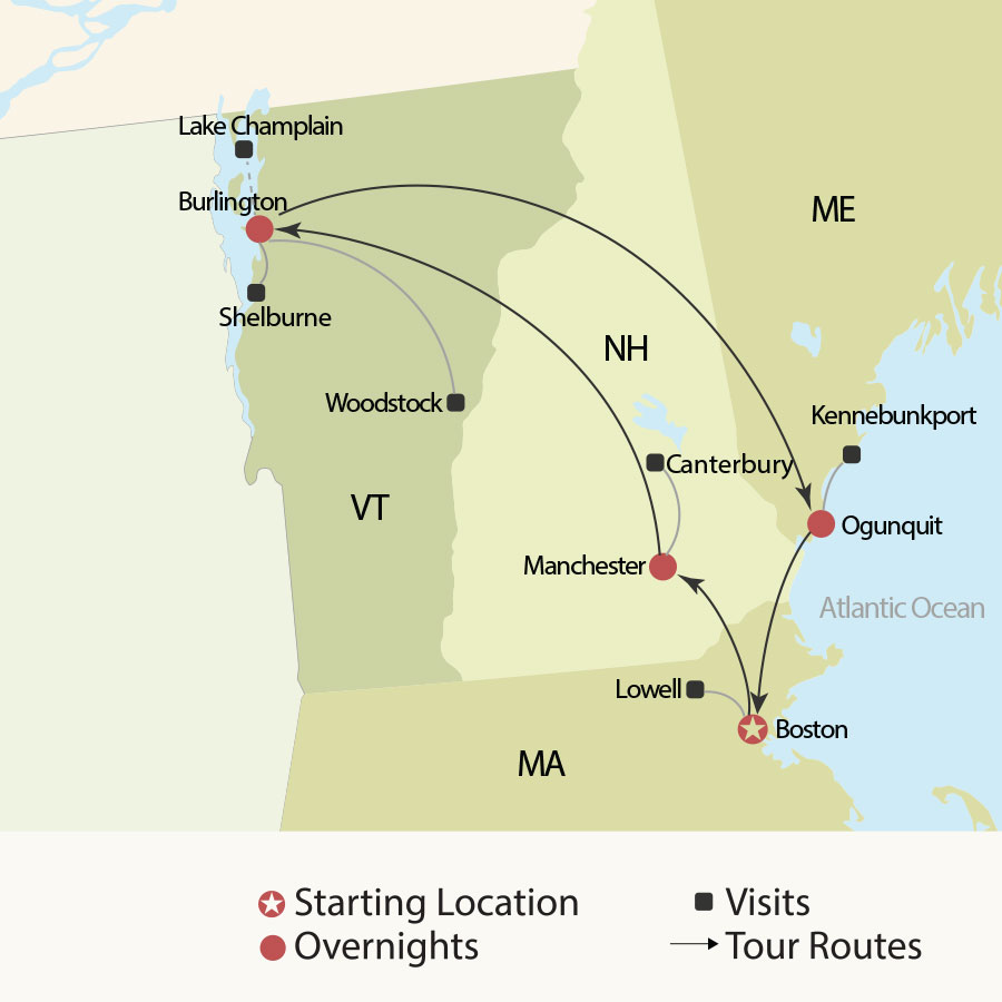 » Country Heritage Tours New England fall foliage tour map